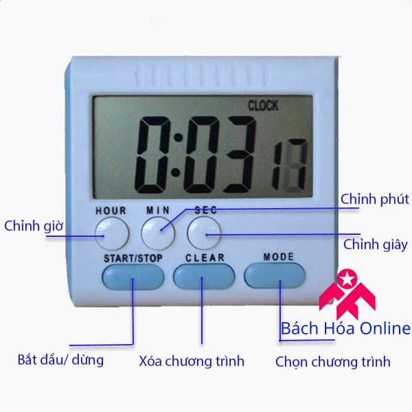 Đồng hồ bấm giờ đếm ngược điện tử mini V3