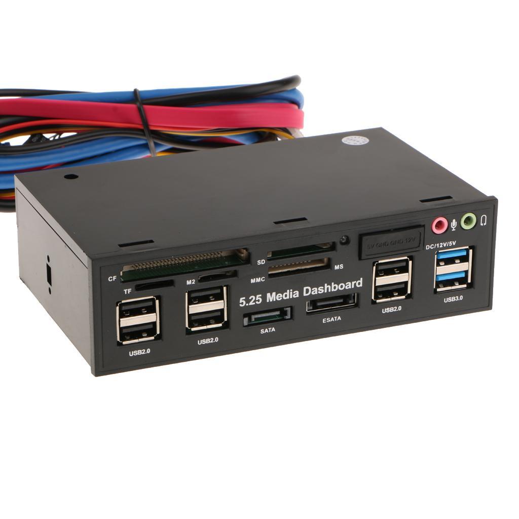 USB3.0/2.0 5.25" Muiti Media Dashboard Front Panel Card Reader