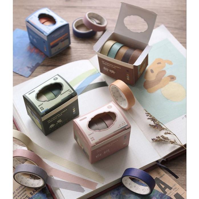 Hộp 5 cuộn Washi tape Solid colour (DW1)