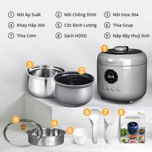 Nồi Áp Suất Đa Năng QUEEN S45 (Kiêm nấu chậm) Hàng Chính Hãng- Thương Hiệu Mỹ