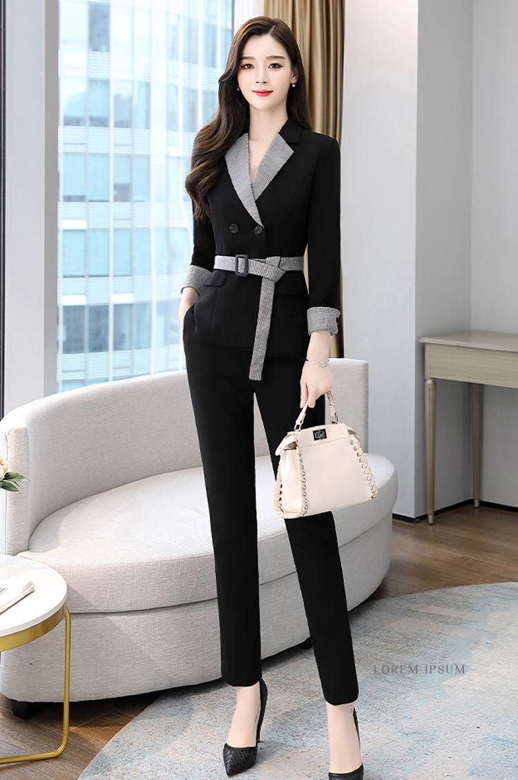 Set bộ Vest phối caro kèm thắt lưng