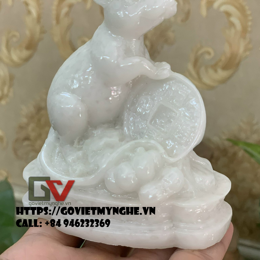 [Chiêu giữ tài lộc] Tượng đá trang trí con Chuột phong thủy trang trí phong thủy - Chiều cao 11cm