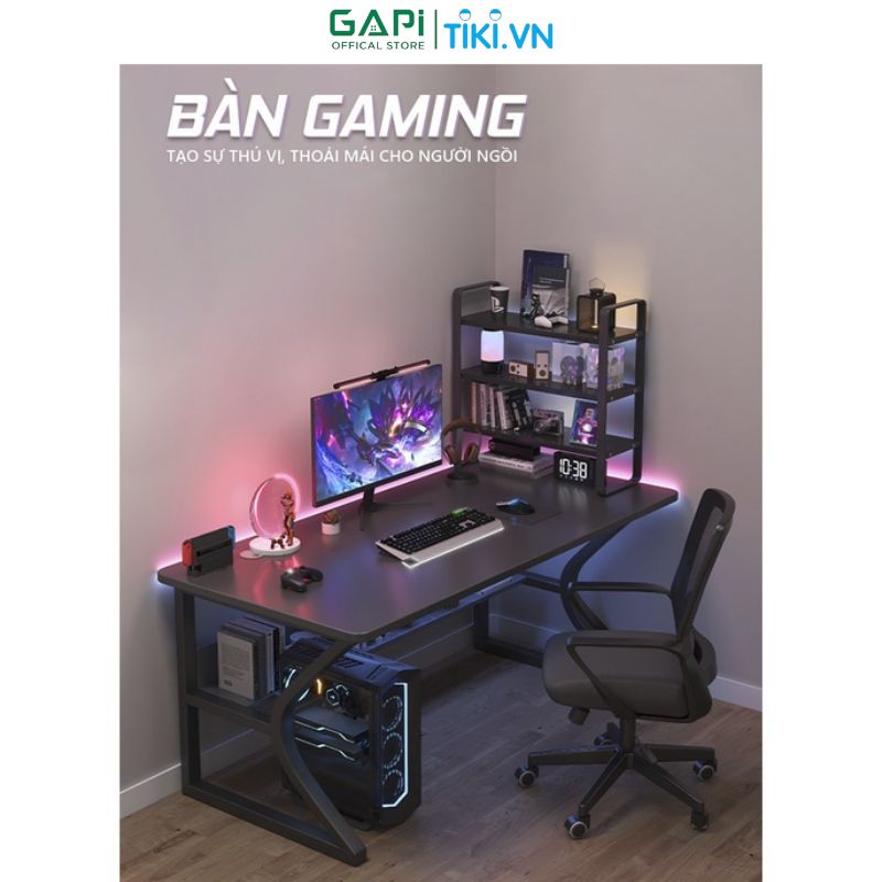 Bàn gaming cỡ lớn chân chữ K vững chắc có kệ lửng thiết kế cực ngầu tăng trải nghiệm cho Gamer thương hiệu GAPI GM67