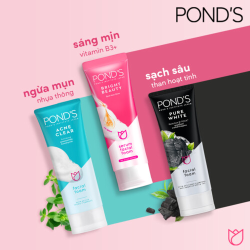 Sữa rửa mặt cho da mụn POND'S tích hợp công nghệ micro foam ngừa mụn sạch sâu sáng da 100g