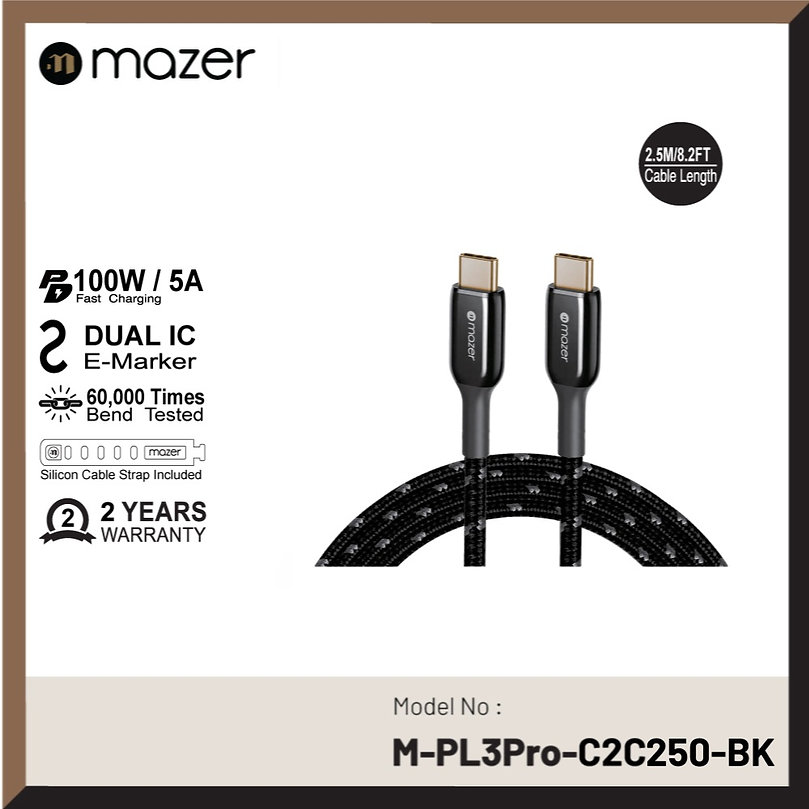 Dây Cáp Mazer Infinite.LINK 3 Pro Cable USB-C TO USB C 100w- hàng chính hãng