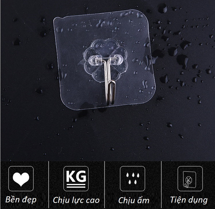 Combo 8 móc dán tường siêu dính, chống nhiệt, chống nước – Móc Dính Tường Cực kỳ thẩm mỹ - Không phải khoan đóng