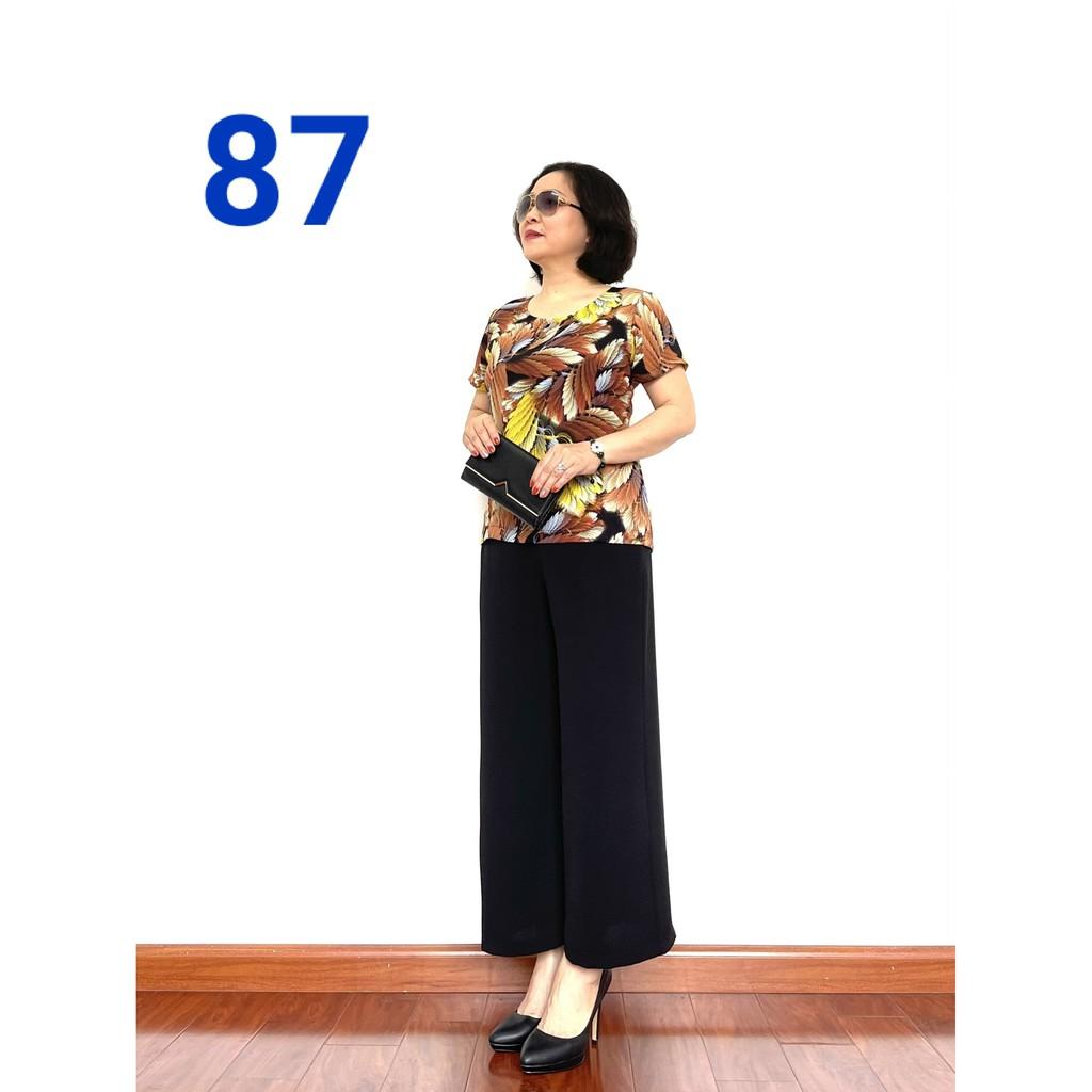 Đồ Bộ Trung Niên 2021 - Bộ đồ phối áo lụa hàn châu, quần đũi cao cấp, Siêu mềm, Siêu mát - - Laddy_store