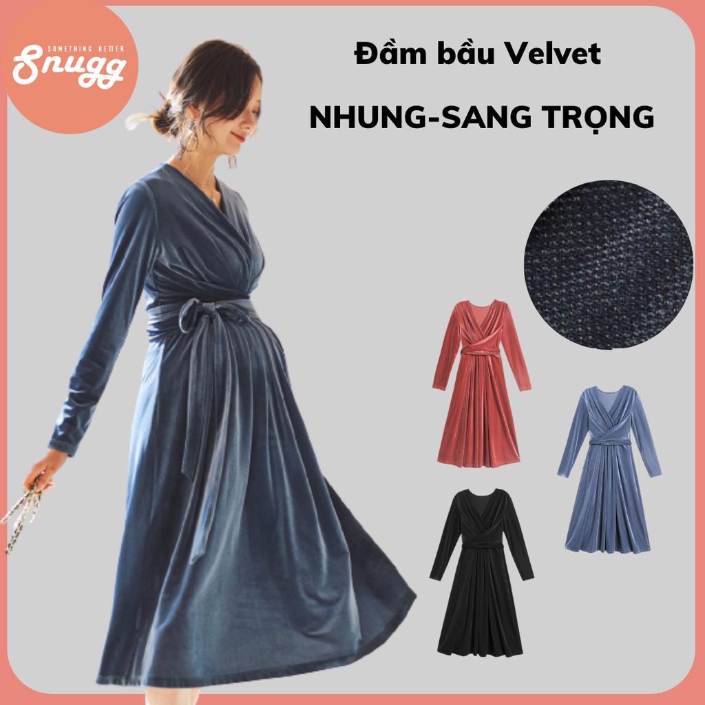 Đầm bầu Velvet 2021 - nhung sang trọng