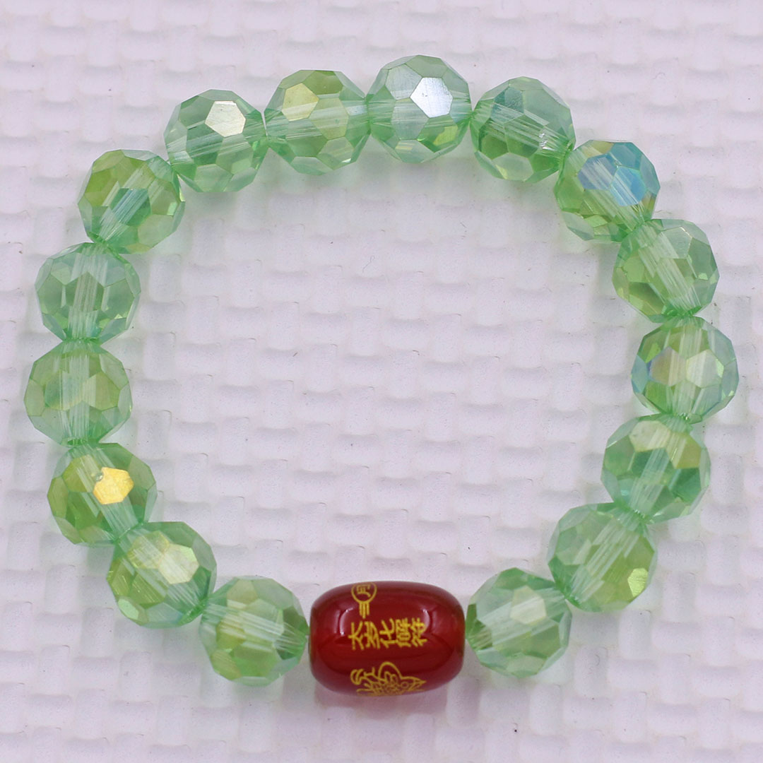 Vòng chuỗi đeo tay pha lê xanh lá cắt giác 10 ly charm giải thái tuế phù, vòng chuỗi phong thủy, giải năm hạn thái tuế