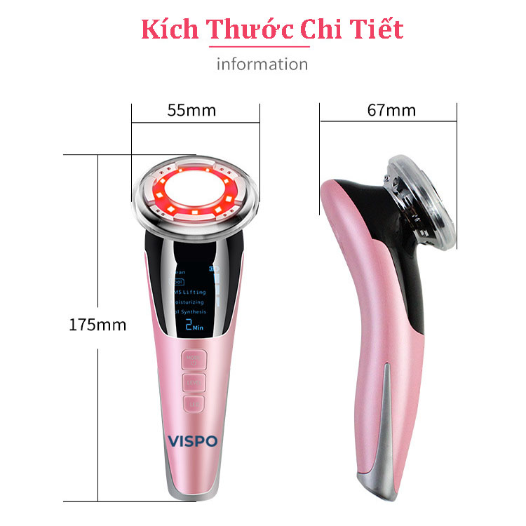 Máy Massage Mặt Làm Đẹp VISPO VP-CM23 - Máy Massage 5IN1 Photon Nóng Và Lạnh EMS Săn Chắc Da , Làm Sạch Và Tăng Hấp Thụ Dưỡng Chất, Khóa Ẩm Cho Da Bằng Công Nghệ Hiện Đại