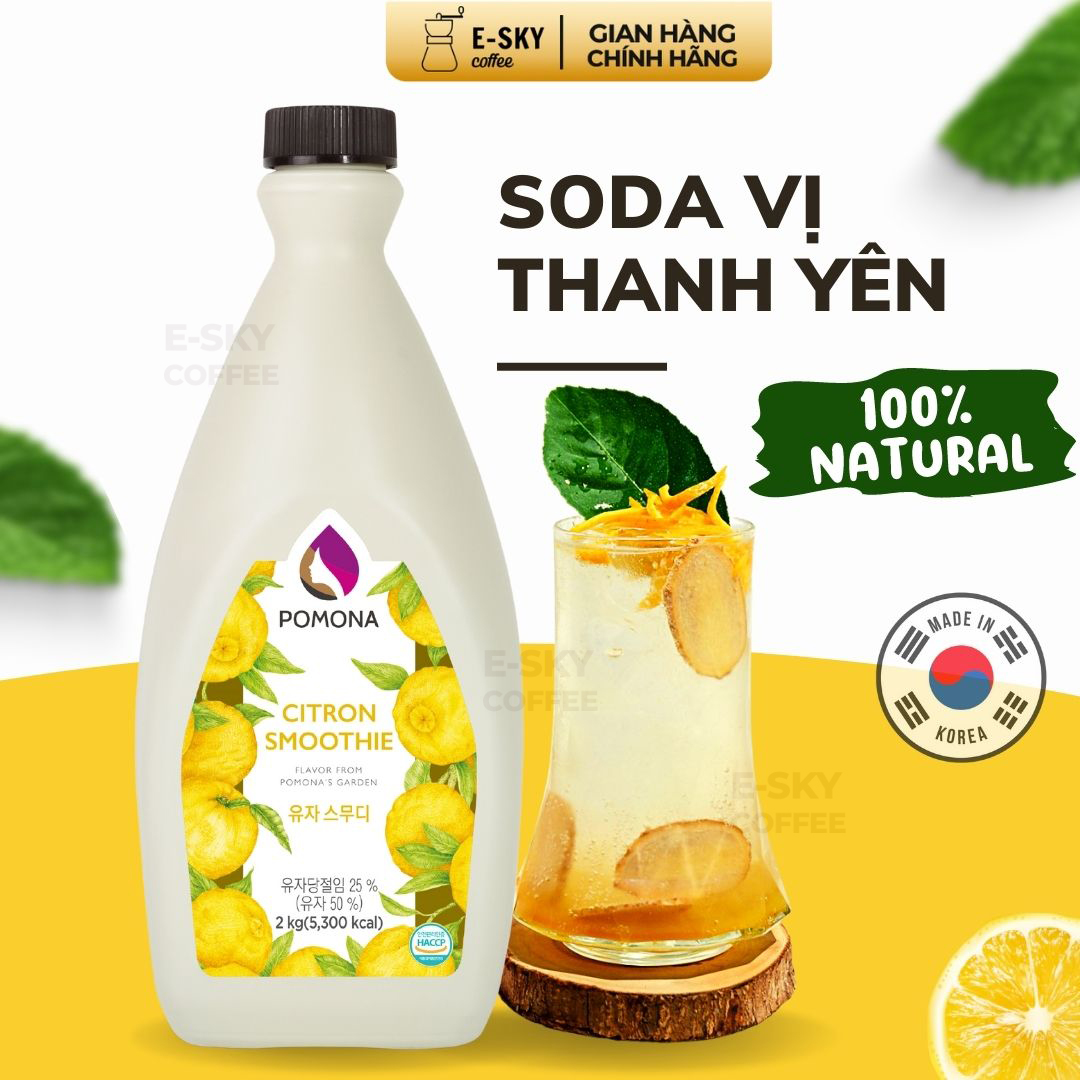 Mứt Thanh Yên Pomona Citron Smoothie Nguyên Liệu Pha Chế Hàn Quốc Chai 2kg