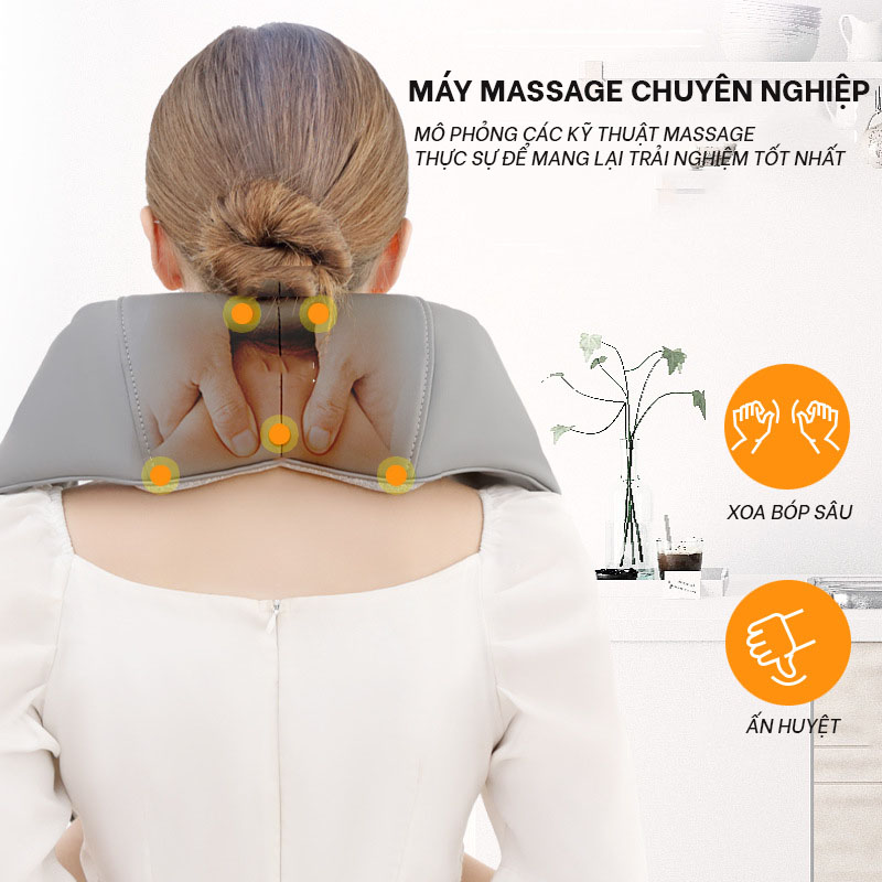 Đai Massage Thư Giãn Đa Năng Cổ Vai Gáy, Có Chức Năng Chườm Nóng, Xoa Bóp Giúp Tăng Cường Lưu Thông Máu, Giảm Đau Nhức