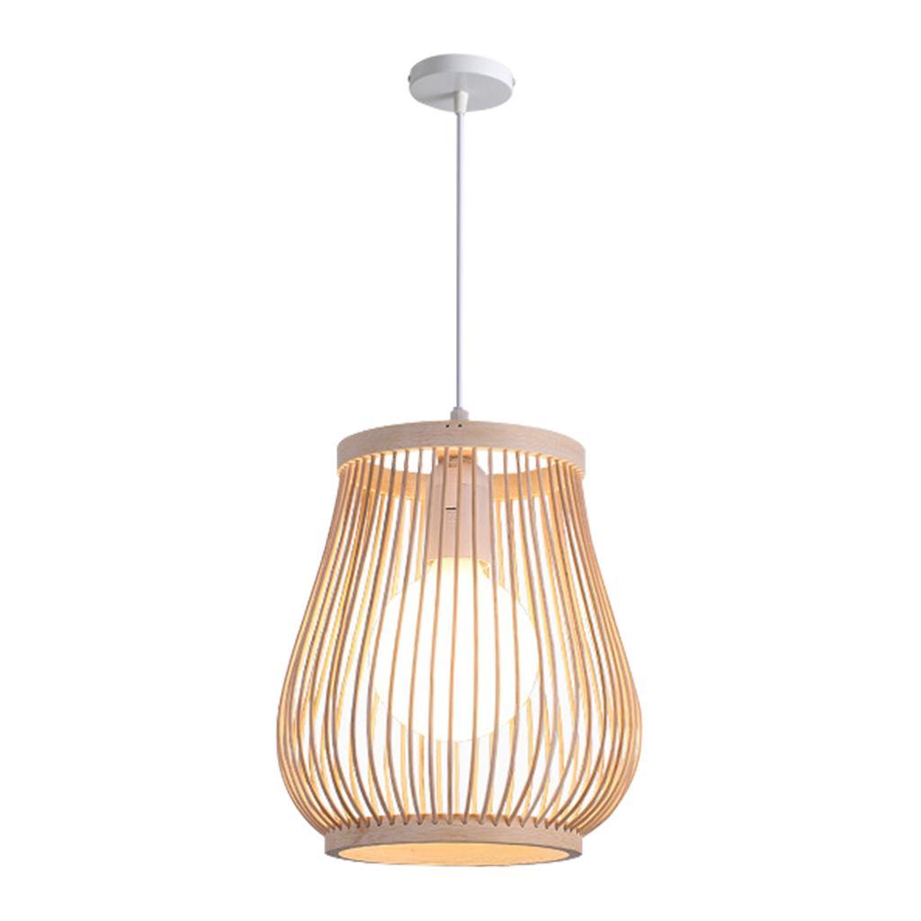 Natural Bamboo Rattan Lantern Pendant Light Fixture Retro Ceiling Lamp