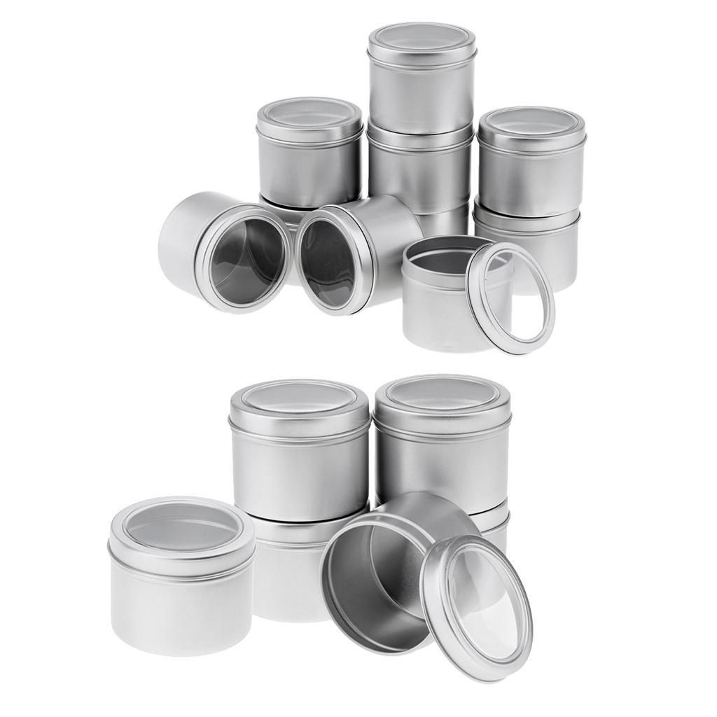 11Pc 100/60ml Empty Aluminium Cosmetic Pot Jar Tin Container with Screw Lids