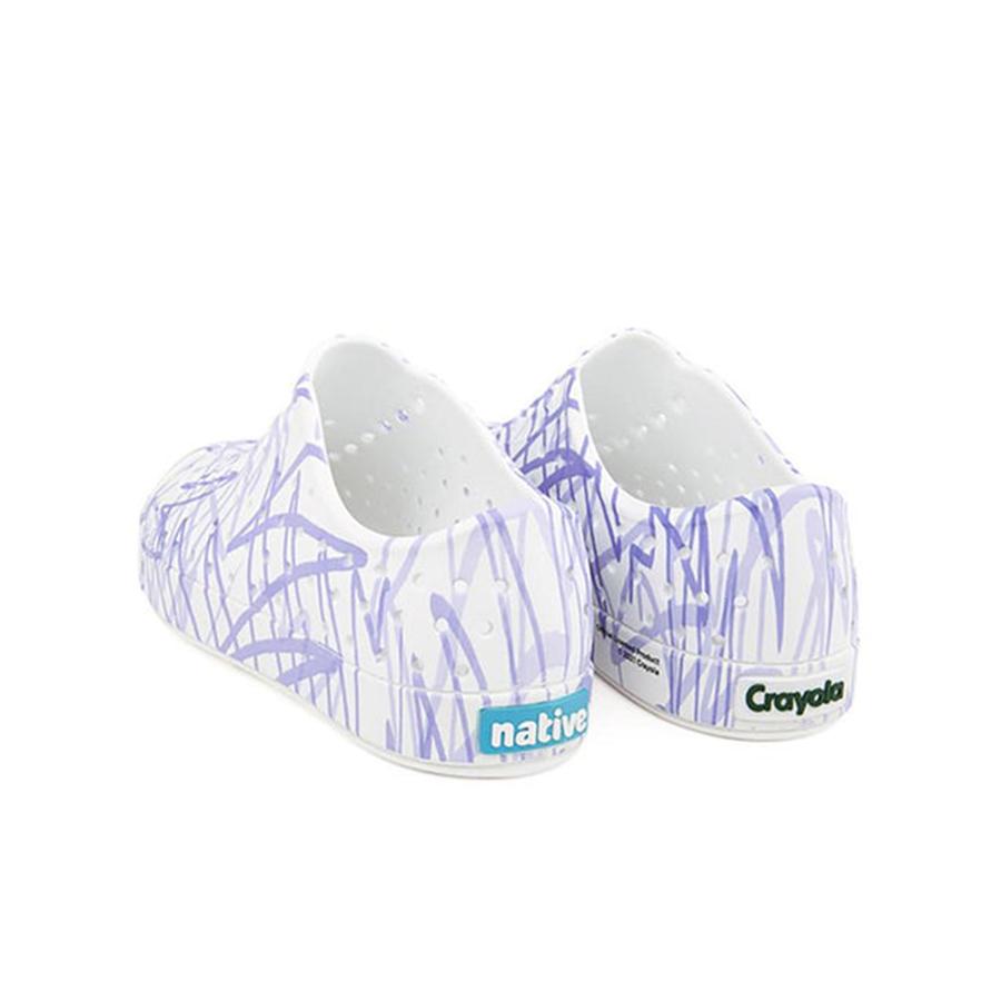 Giày Lười Trẻ Em NATIVE Jefferson Print Junior - Shell White/ Shell White/ Lavender Burst Doodle - 32.5