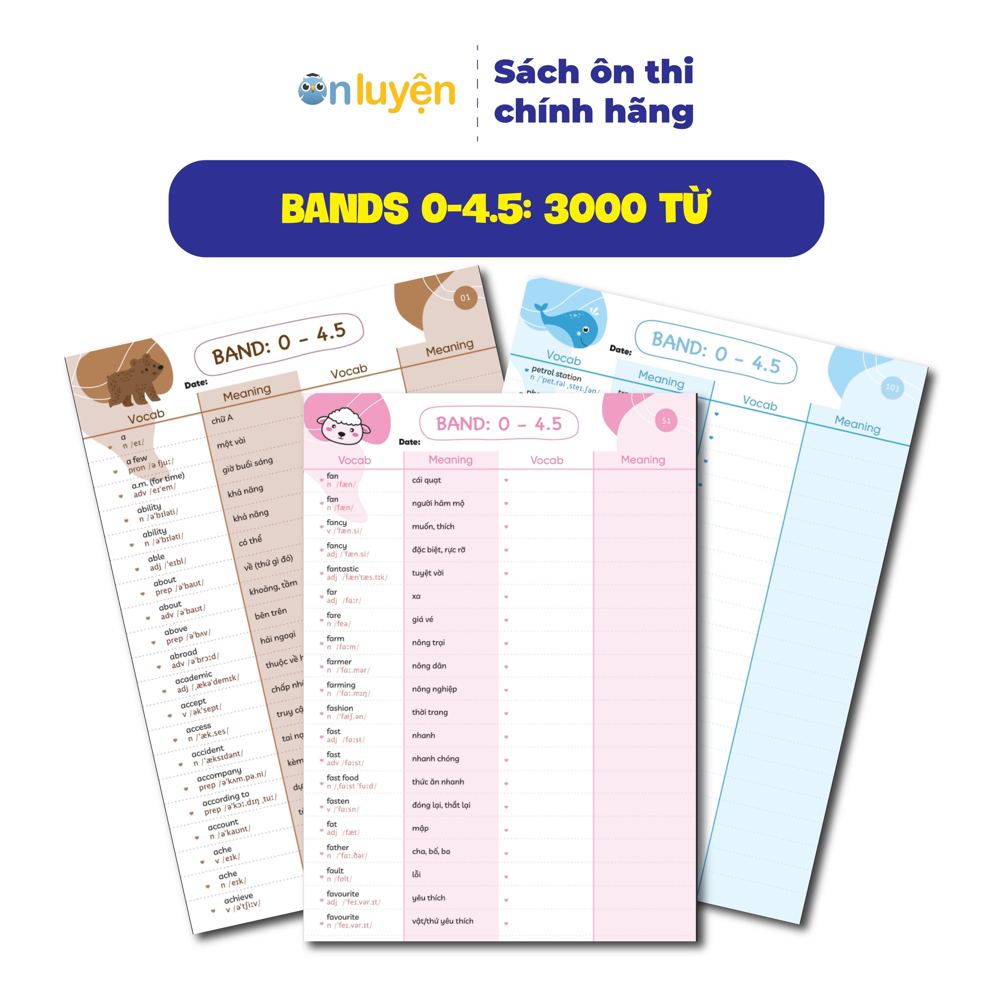 Takenote 6000 từ vựng IELTS theo band 0-4.5, 4.5-5.5, 5.5-6.5, 6.5+ dễ học dễ nhớ - Ôn Luyện