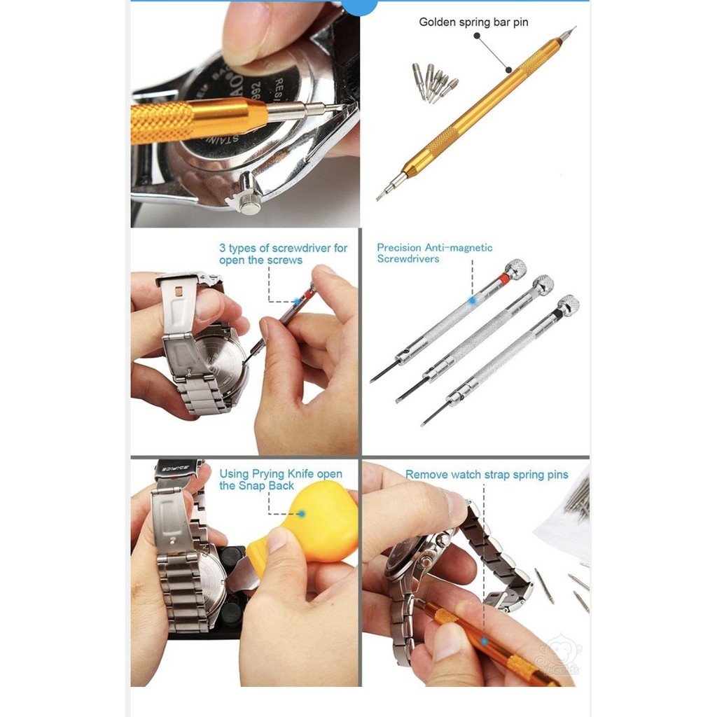 Dụng cụ Thay Pin Thay Dây đồng hồ tại nhà Baban full box