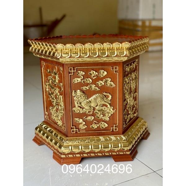 Đế kê đục tứ linh rát vàng mặt 37 cao 38 gỗ hương đá