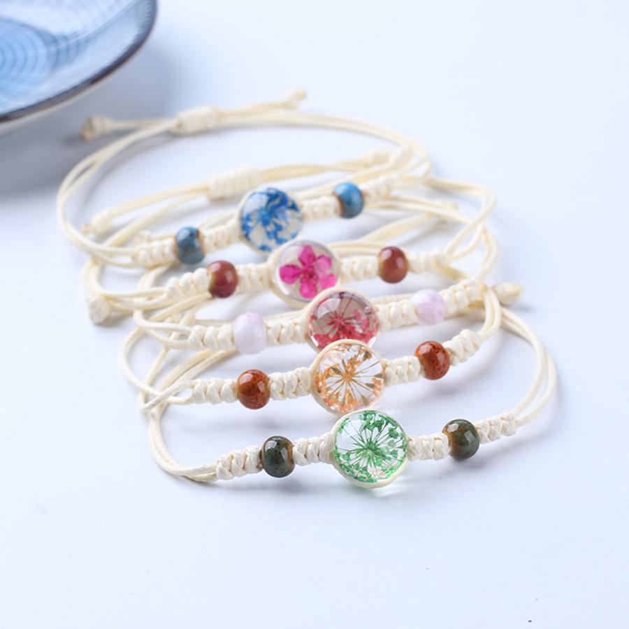 Vòng tay hoa khô, vòng đeo tay Bangle bất diệt, dáng vòng Boho Vintage nhiều màu XB-L2610 Bảo Ngọc Jewelry