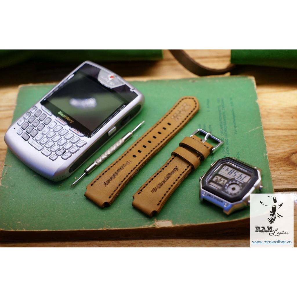 DÂY APPLE WATCH DA BÒ THẬT VÀNG SỮA RAM BLACKBERRY - ĐỦ SIZE