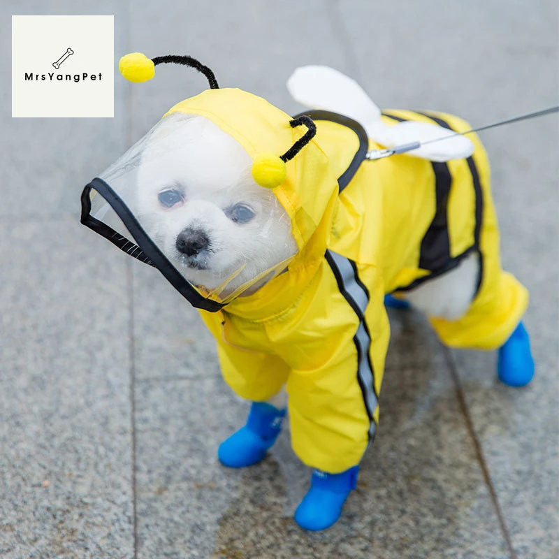 Four-foot waterproof package of dog raincoat