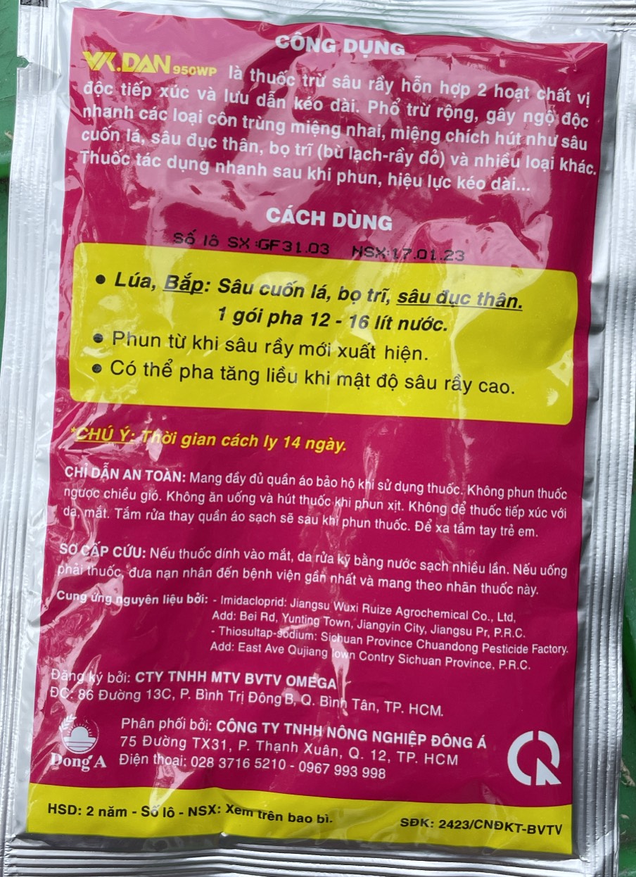 Sản phẩm sâu đục thân, bọ trĩ VK.DAN gói 30gr