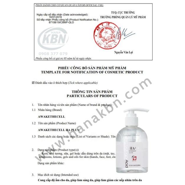 Bộ Đôi Căng Bóng, Tái Tạo Da, Trắng Sáng da, Ngừa mụn - Serum HA Plus 300ml + Hydro B5 Plus 120ml
