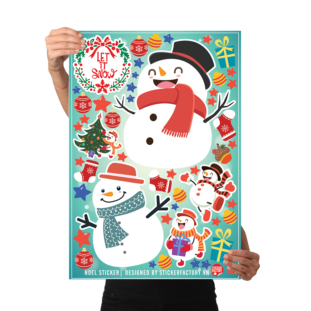 LET IT SNOW - Sticker decal hình dán trang trí theo mùa Noel Giáng Sinh