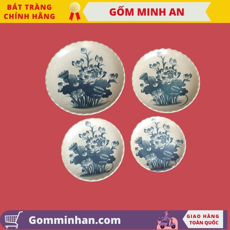 Đĩa bồng thờ, mâm bồng thờ bày ngũ quả men rạn Cao Cấp- Gốm Sứ Bát Tràng- Gốm Minh An