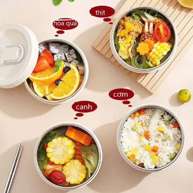 [KoSuyTu] Hộp Cơm Giữ Nhiệt Cao Cấp LUNCHBOX INOX 304 - 2/3/4 Tầng Rời - Tặng Kèm Túi Giữ Nhiệt + Bộ Túi Thìa Dĩa INOX