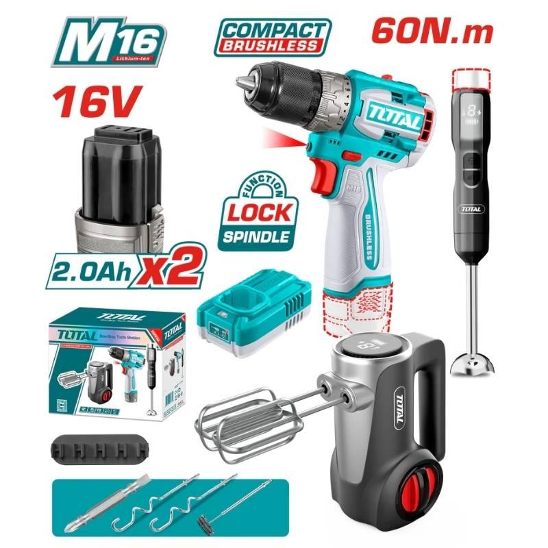 BỘ COMBO 3 TRONG 1 MÁY KHOAN DÙNG PIN 16V MODEL TDLI16681 100W TOTAL TCKLI1638 - HÀNG CHÍNH HÃNG