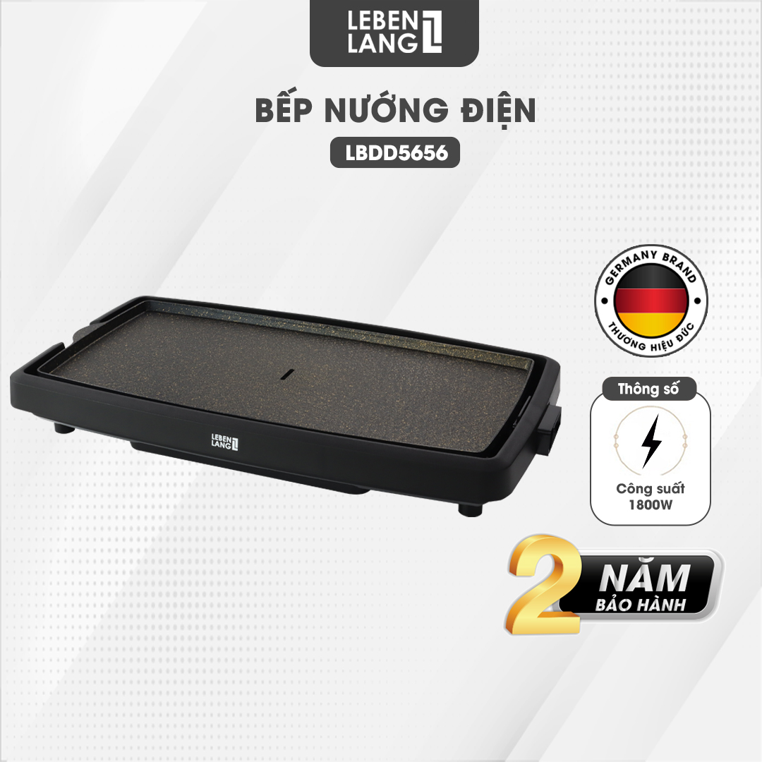 Bếp nướng điện không khói LEBENLANG LBDD5656, công suất 1800W, khay tháo rời tiện nghi vệ sinh - hàng chính hãng