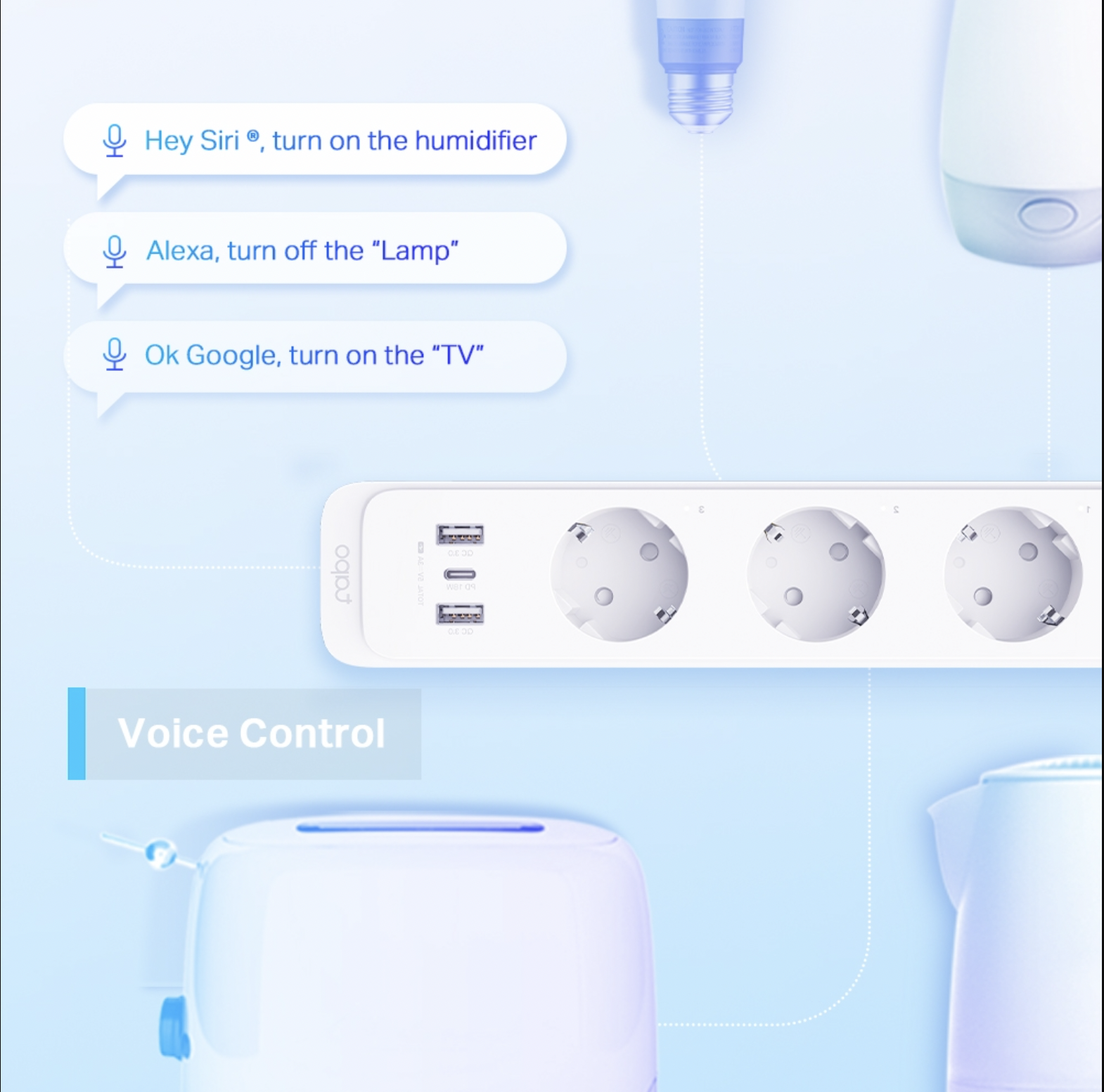 Ổ cắm Wifi thông minh TP-Link Tapo P300 - Hẹn giờ, điều khiển từ xa, 3 ổ cắm độc lập, cổng sạc nhanh 18W, tương thích Homekit - Hàng chính hãng