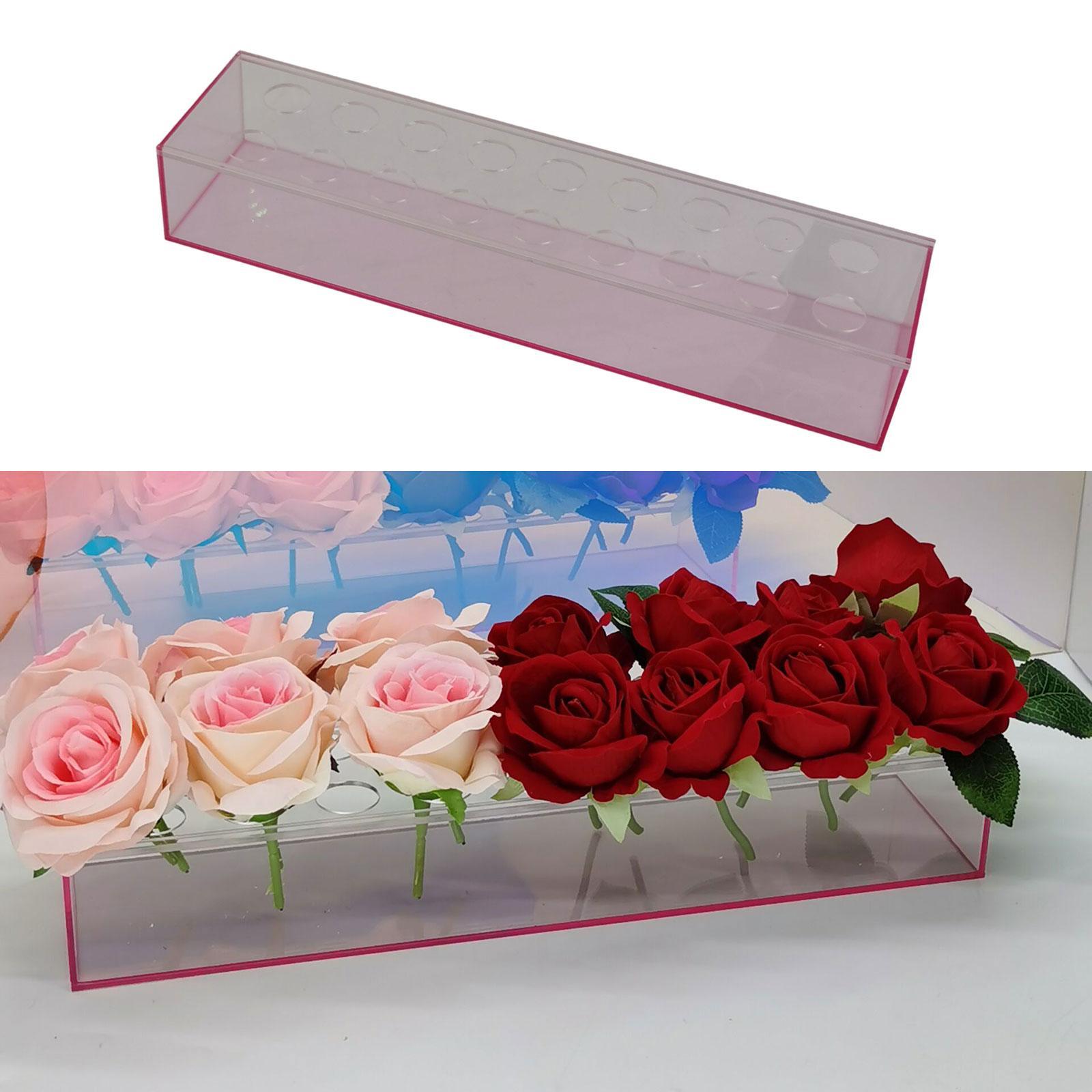 Hydroponics Plants Holder Home Living Room Acrylic Flower Vase Rectangular