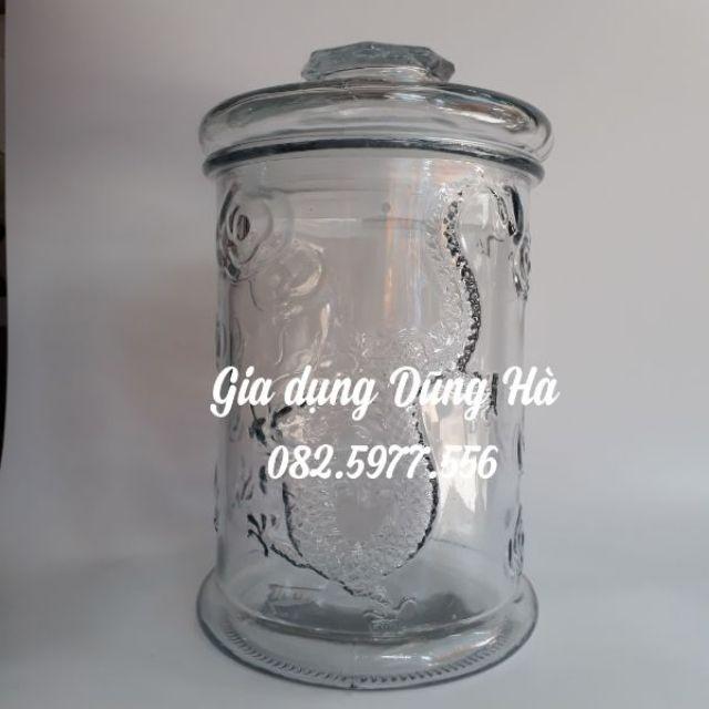 Bình thủy tinh ngâm rươu dáng Trụ hoa văn Rồng hay Trơn 25 lít 24x62 cm