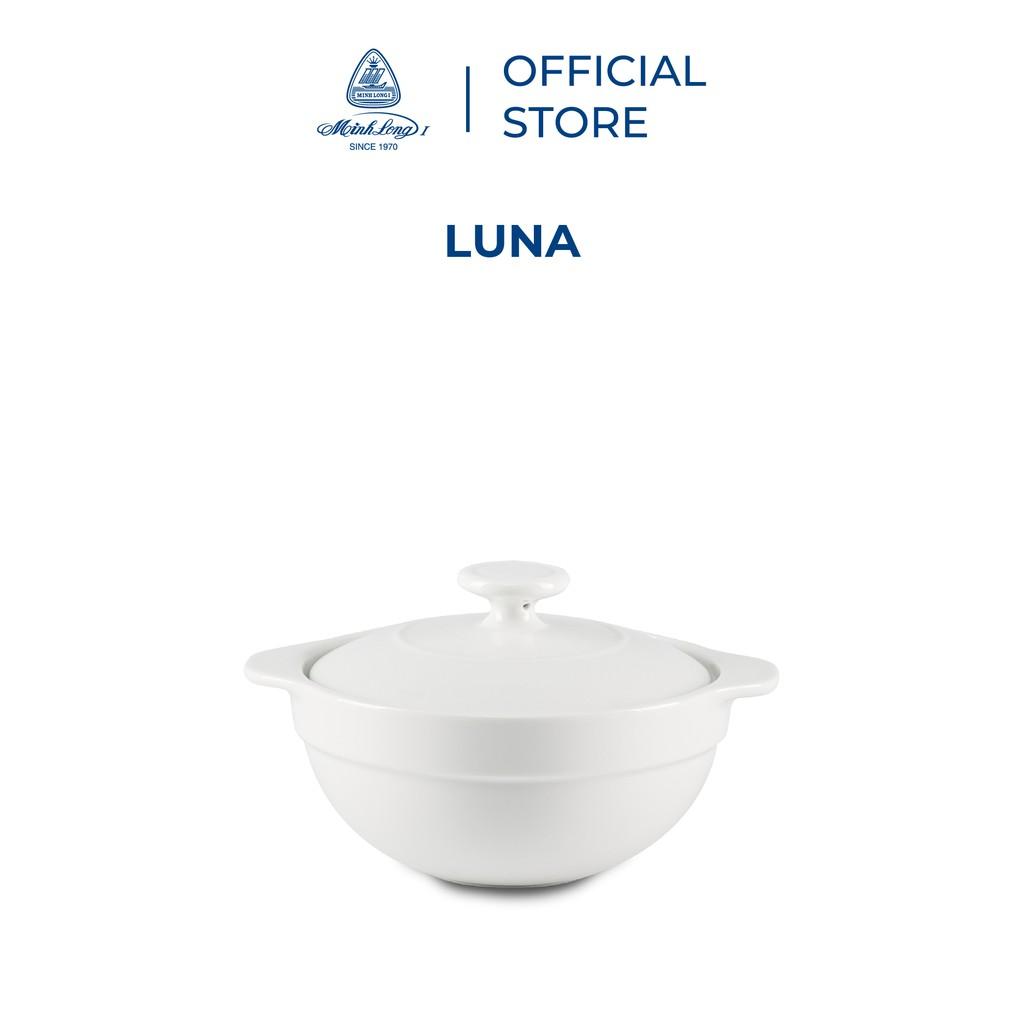 Thố cá nhân cạn Luna 0.3 L + nắp  Misc Assortment Trắng Sứ cao cấp Minh Long