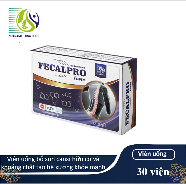 Viên bổ sung calcium hữu cơ FECALPRO FORTE- Hỗ trợ bổ sung canxi hữu cơ và khoáng chất giúp xương khỏe mạnh cho bà bầu,ngăn ngừa loãng xương người lớn tuổi  - Nhà máy liên doanh với Medinej -USA và đạt chuẩn GMP-WHO