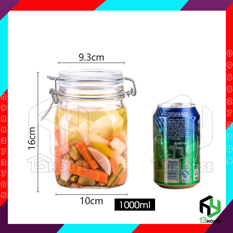 ITALY-Hũ thủy tinh nắp cài FIDO - Bormioli Rocco - 1000ml - Siêu kín hơi - Glass jar with airtight lid