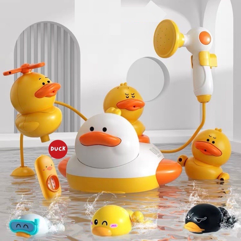 Đồ Chơi Nhà Tắm Cho Bé, Đồ Chơi Vịt Phun Nước Vòi Sen, Vịt Bơi Nhà Tắm