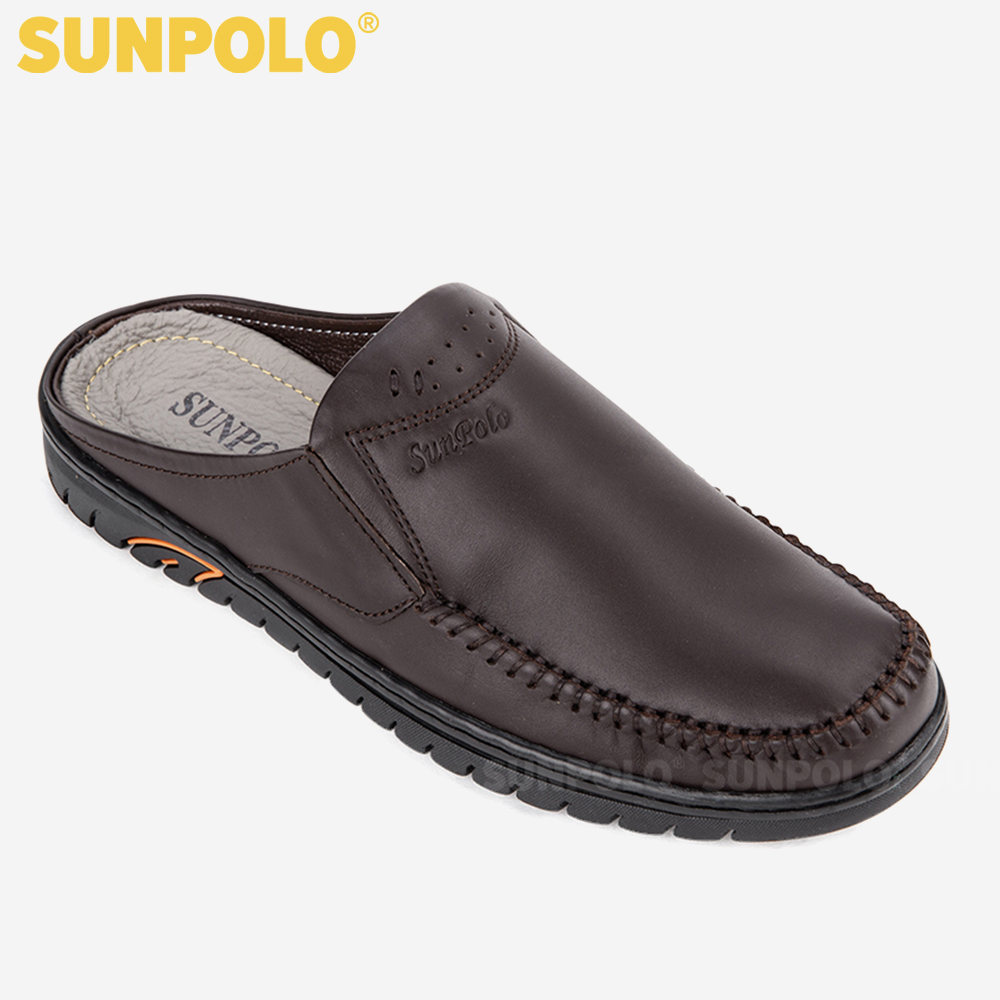 Dép Sục, Dép Sapo Nam Da Bò SUNPOLO SPO293 Bền đẹp