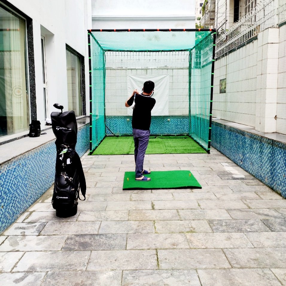 FULL SET tập Golf tại nhà PGM: Khung lưới+Cỏ Rough nền+Thảm Swing lớn+Khay bóng