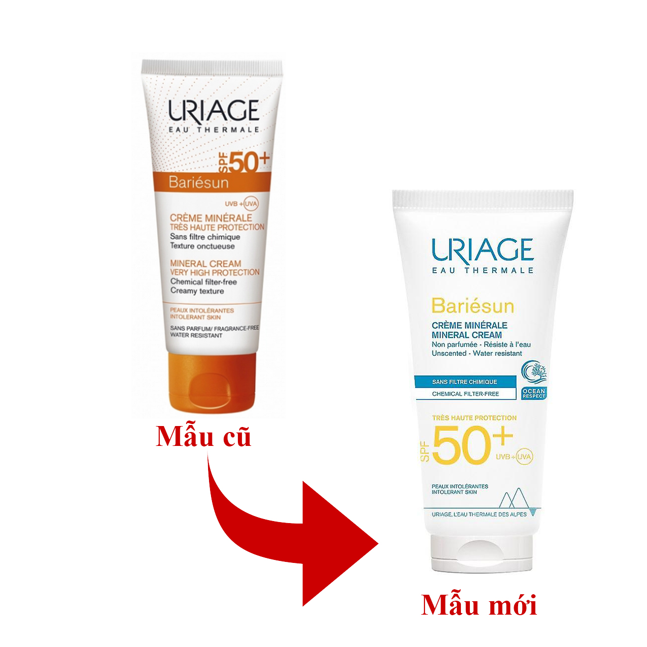 Kem Chống Nắng Màng Lọc Da Nhạy Cảm Uriage Bariésun SPF50+ Crème Minerale (50ml)