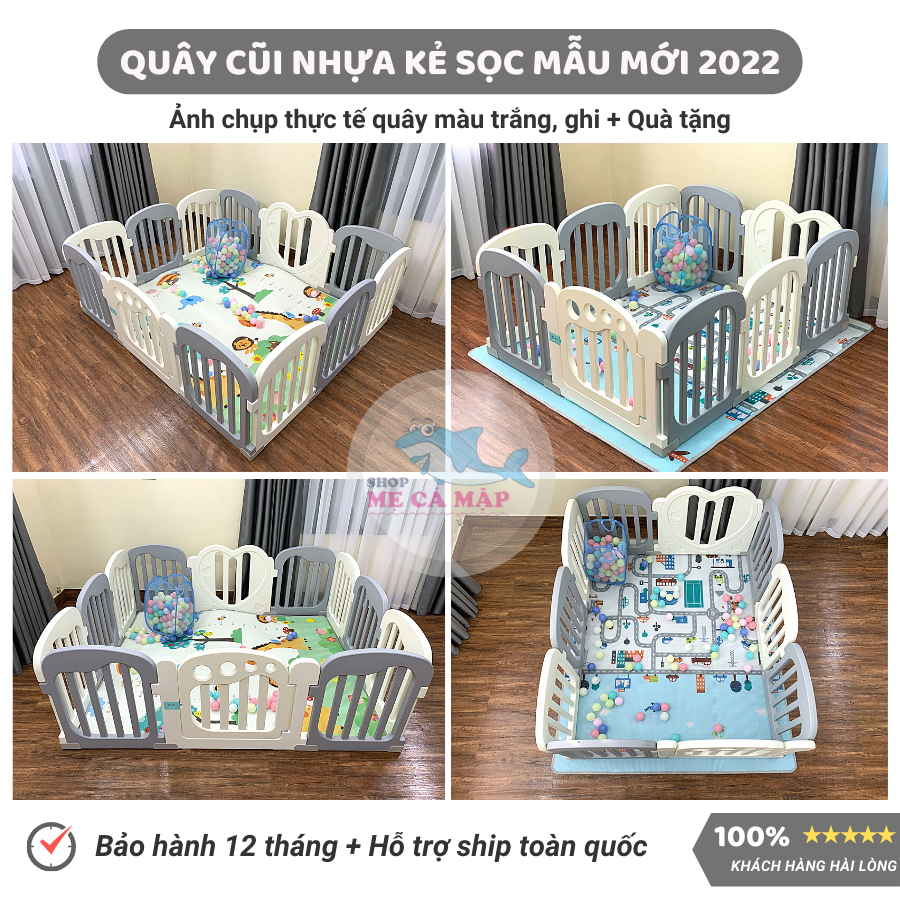 Quây cũi nhựa cao 65cm tặng THẢM DÀY và 100 BÓNG, quây bóng nhựa an tâm cho bố mẹ