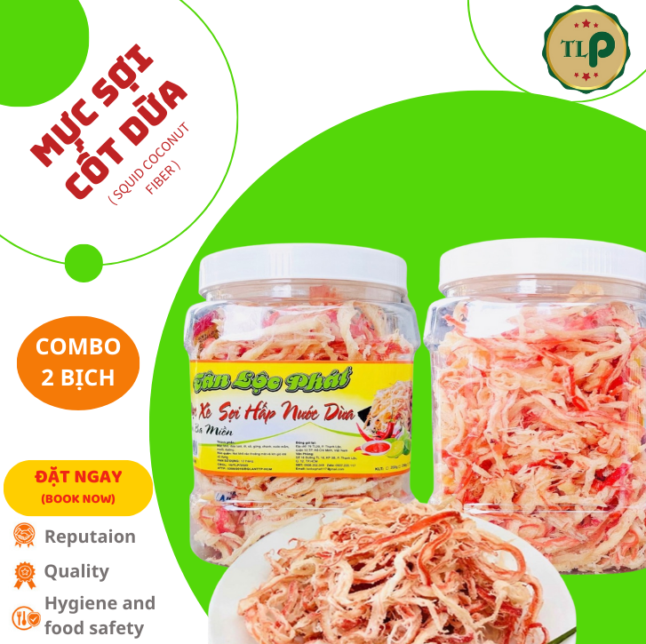 MỰC SỢI HẤP NƯỚC DỪA TÂN LỘC PHÁT COMBO 1KG - MỖI HŨ 500G