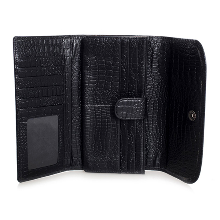 HJ3108-09-10 - Bóp nữ vân cá sấu Huy Hoàng bấm nút màu da, đen, nâu