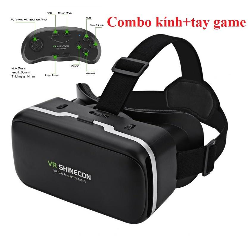 Combo Kính thực tế ảo VR Shinecon cao cấp cho Điện thoại + Tay game bluetooth 3.0