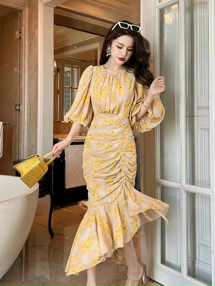 ĐẦM BODY VOAN HOA ĐUÔI CÁ CAO CẤP