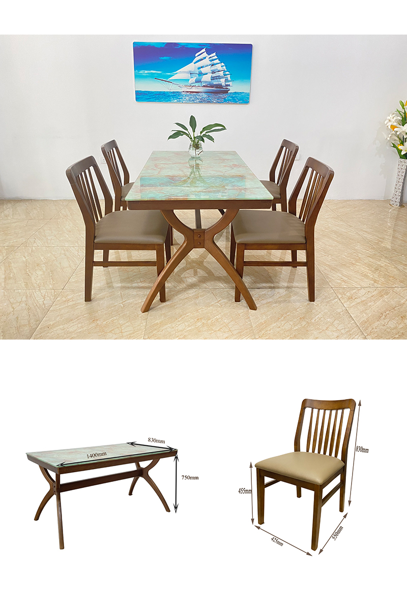 Bộ bàn ăn Mặt kính Mùa thu 4 ghế