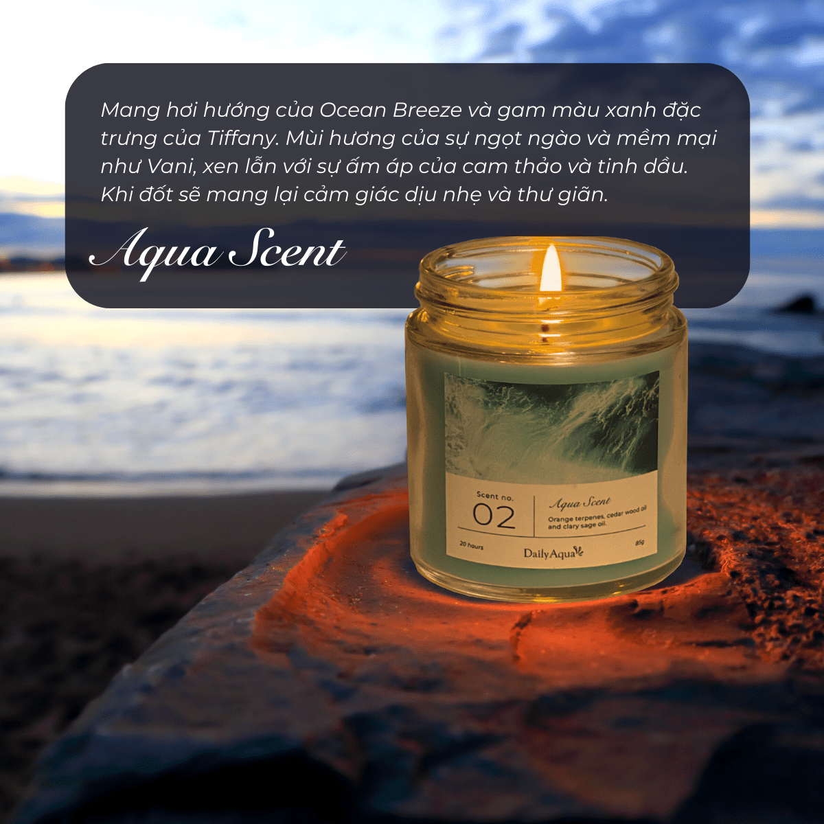 Nến Thơm Phòng Cao Cấp Daily Aqua Khử Mùi, Tạo Hương Thơm Thư Giãn - Scented Candle