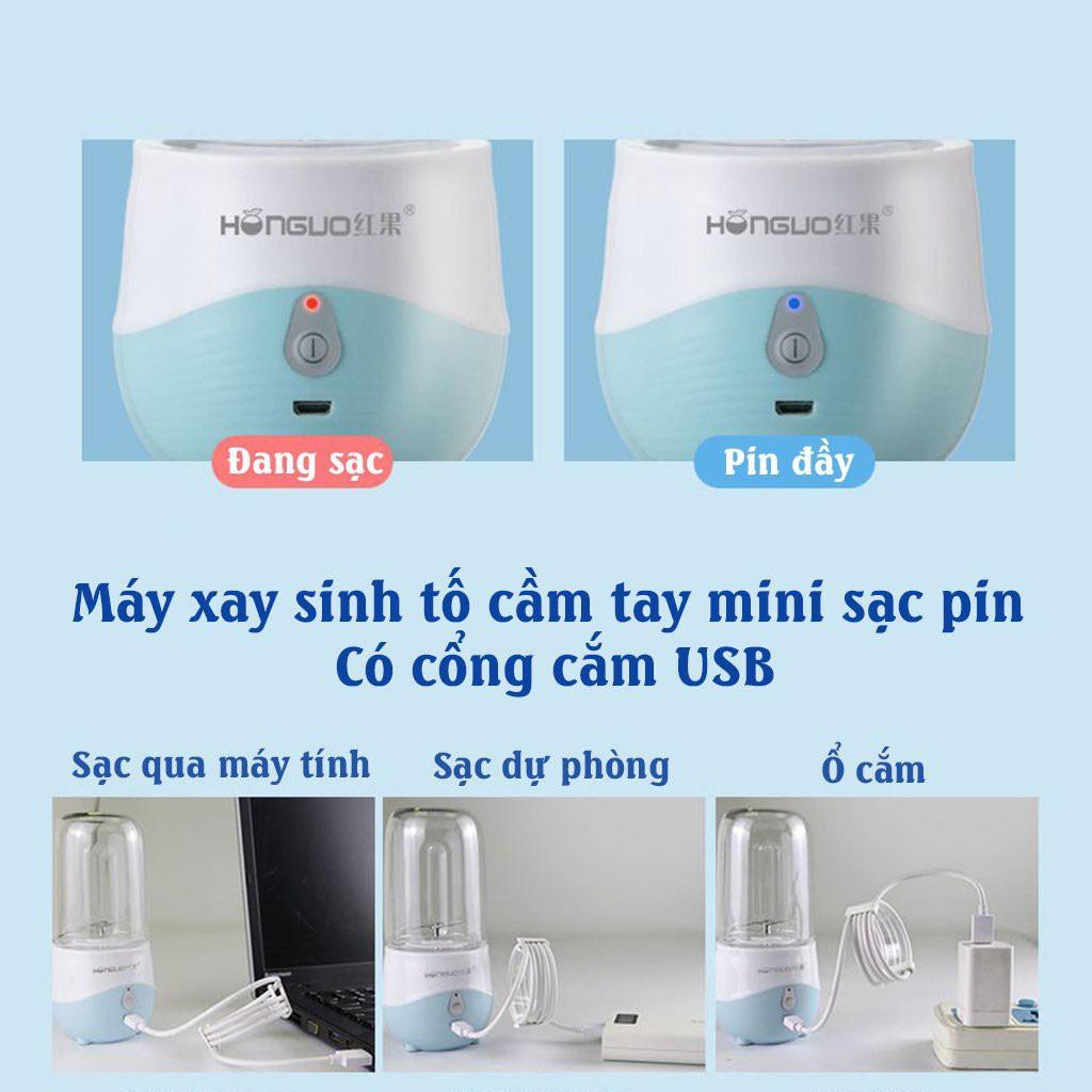 Máy xay sinh tố cầm tay mini xay hoa quả xay đồ ăn dặm cho bé xay đa năng sạc pin tiện ích